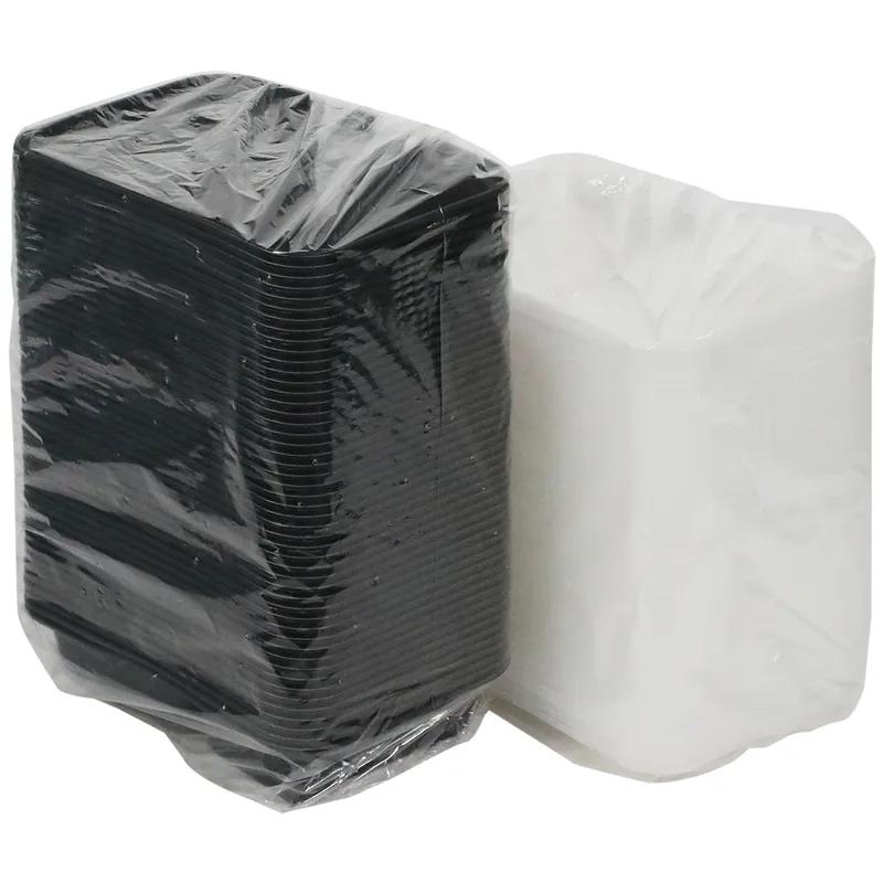Take-Out Container Base & Lid Combo 30 OZ 2 Compartment PP Black Clear Rectangle 150/Case
