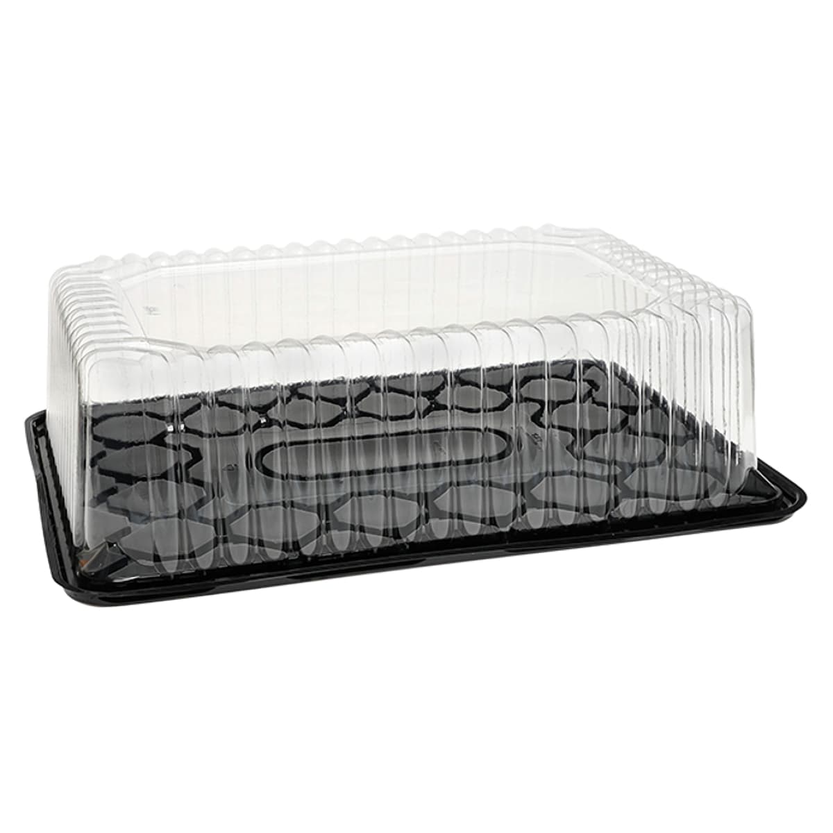 1/4 Sheet Cake Container & Lid Combo With Rosedome Lid 14.75X10.75 IN PET Black 50/Case