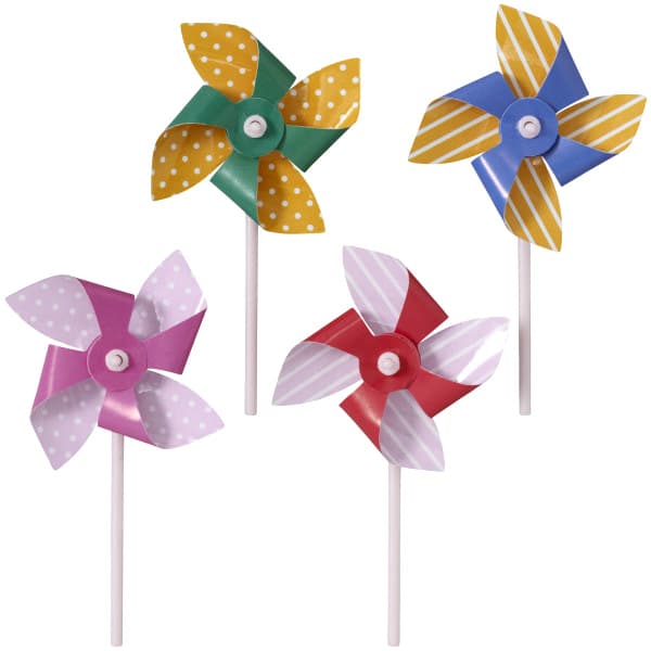 DecoPics® Cake Topper 3.65X1.8X0.65 IN Multicolor Pin Wheels 72/Bag