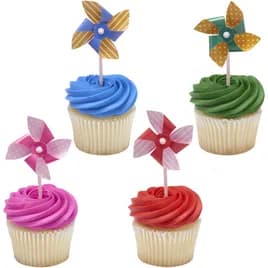 DecoPics® Cake Topper 3.65X1.8X0.65 IN Multicolor Pin Wheels 72/Bag