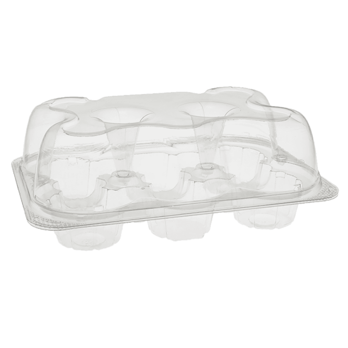 Cupcake Container With Hinged Lid 6 CT 9.725X6.875 IN PET Clear 125/Case