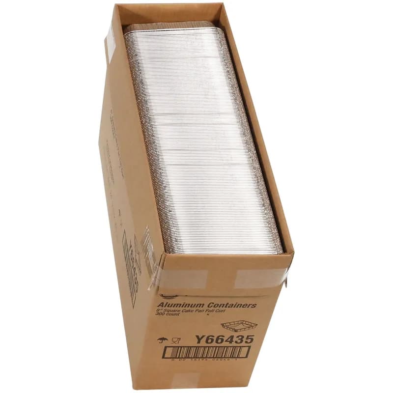 Cake Pan 32.2 OZ 8X8 IN Aluminum Silver Square Full Curl 300/Case