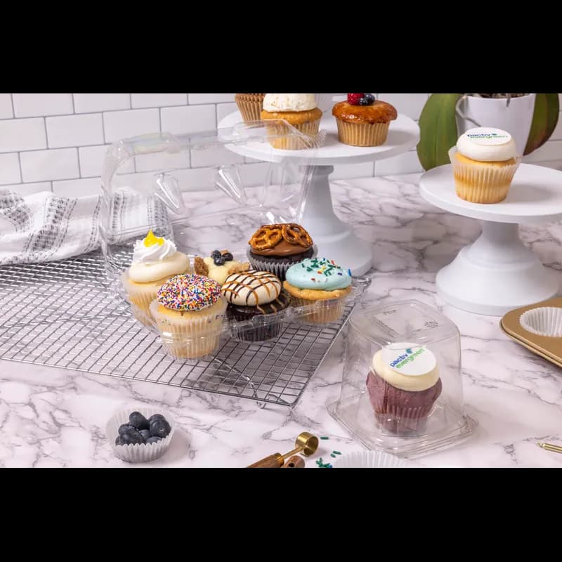 Cupcake Container With Hinged Lid 6 CT 10X7 IN PET Clear 120/Case