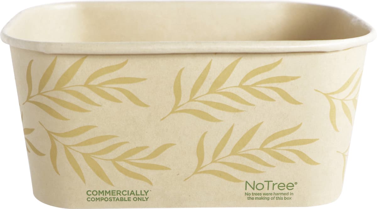 NoTree® Take-Out Container Base 6.8X4.7X3 IN Bamboo Paper Rectangle 300/Case