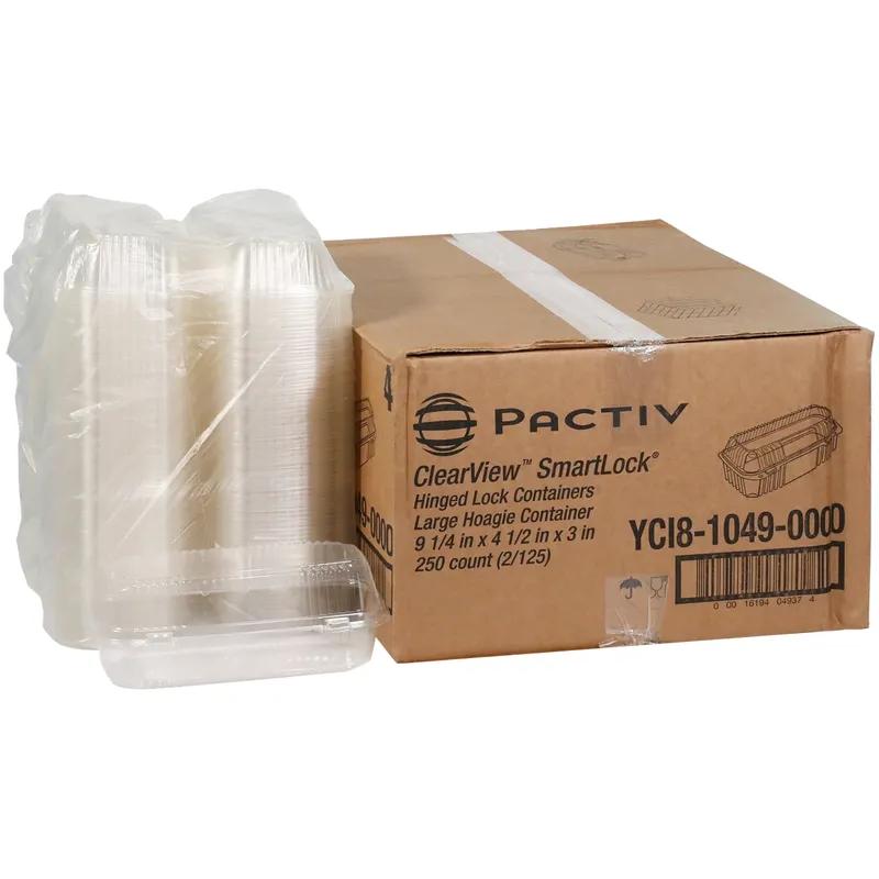 Hoagie & Sub Take-Out Container Hinged 9.3X4.5X3 IN OPS Clear Rectangle 250/Case