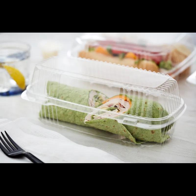 Hoagie & Sub Take-Out Container Hinged 9.3X4.5X3 IN OPS Clear Rectangle 250/Case