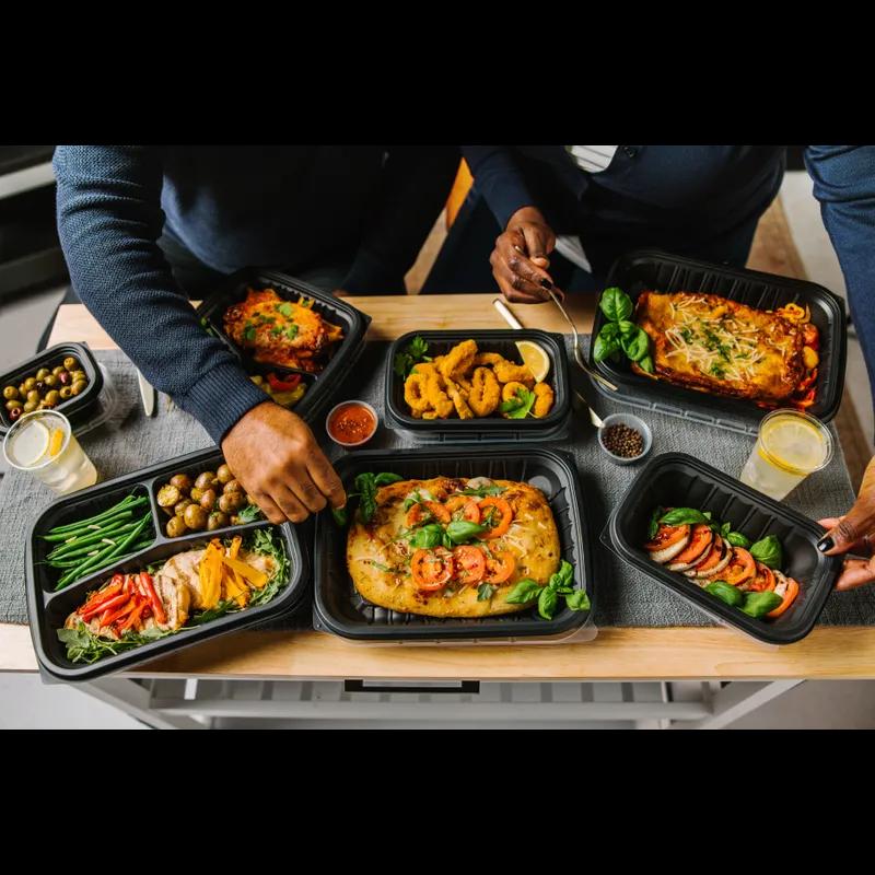 Take-Out Container 27 OZ 8.8X8.8X1.7 IN 3 Compartment MFPP Black 154/Case