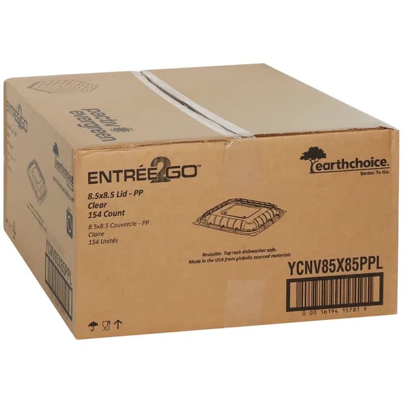 Lid 8.8X8.8X1 IN PP Clear For Entrée2Go Container Vented 154/Case