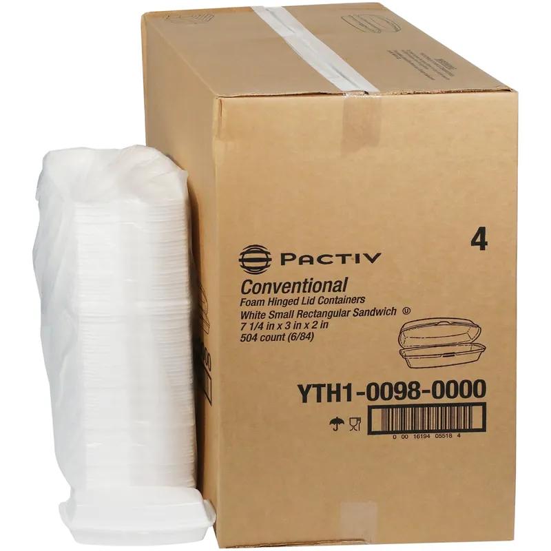 Hot Dog Take-Out Container Hinged 7.3X3X2 IN Polystyrene Foam White 504/Case