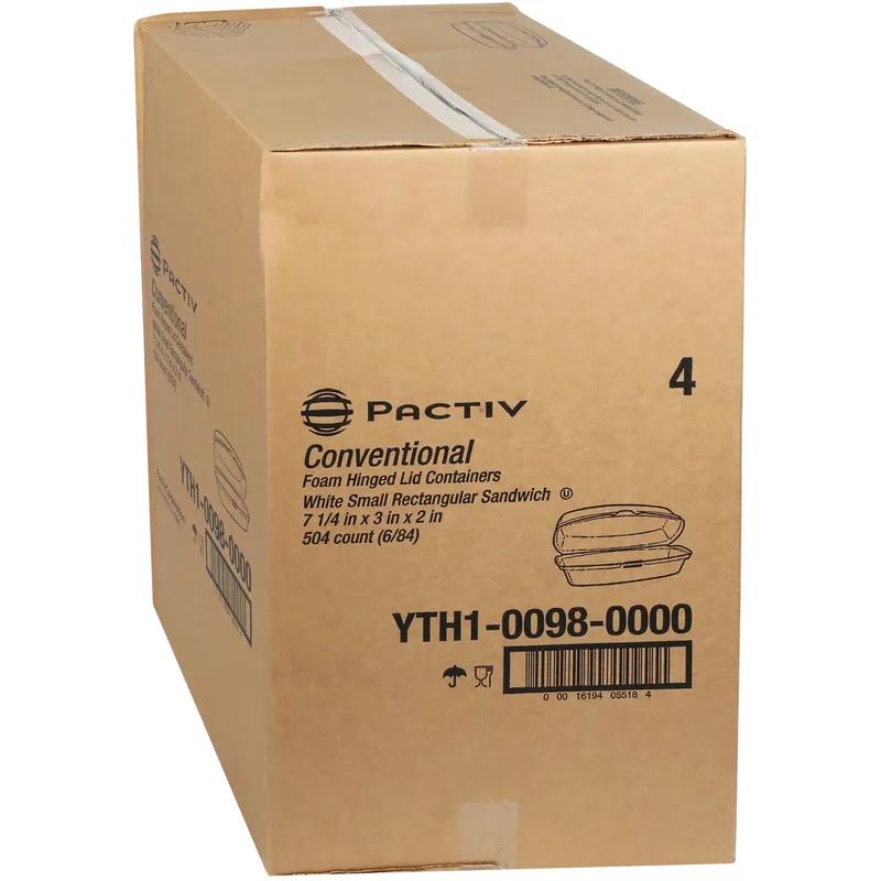 Hot Dog Take-Out Container Hinged 7.3X3X2 IN Polystyrene Foam White 504/Case