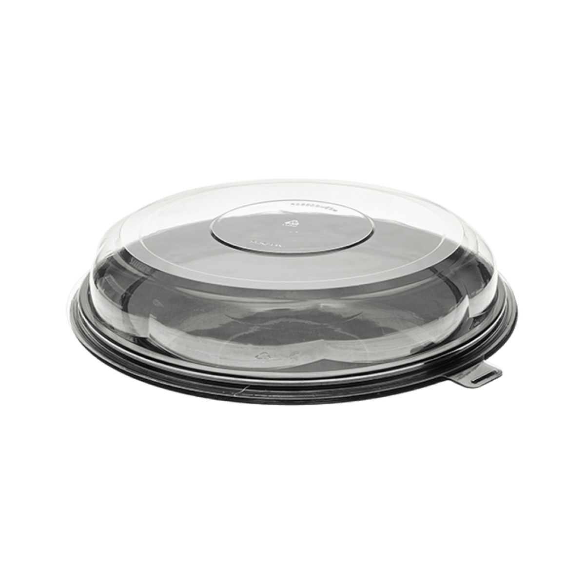 Bakery Container & Lid Combo With Flat Rosedome Lid 12X2.25 IN PET Black Clear 25/Case