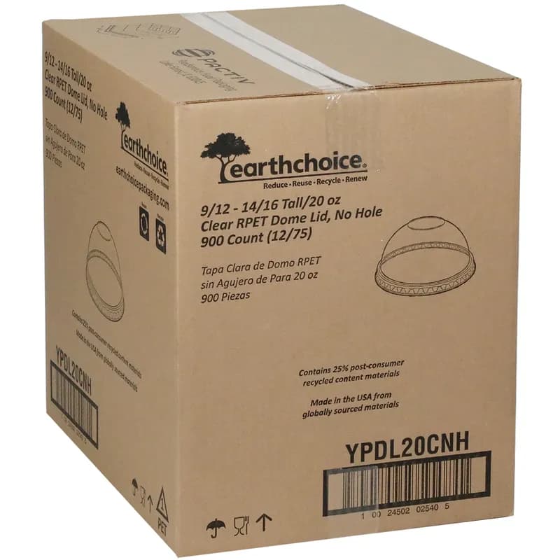 Lid Dome 3.8X1.4 IN RPET Clear Round For 20 OZ Container 900/Case