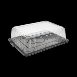 1/8 Sheet Cake Container & Lid Combo With Rosedome Lid 11X9X4.25 IN PET Clear Black 50/Case