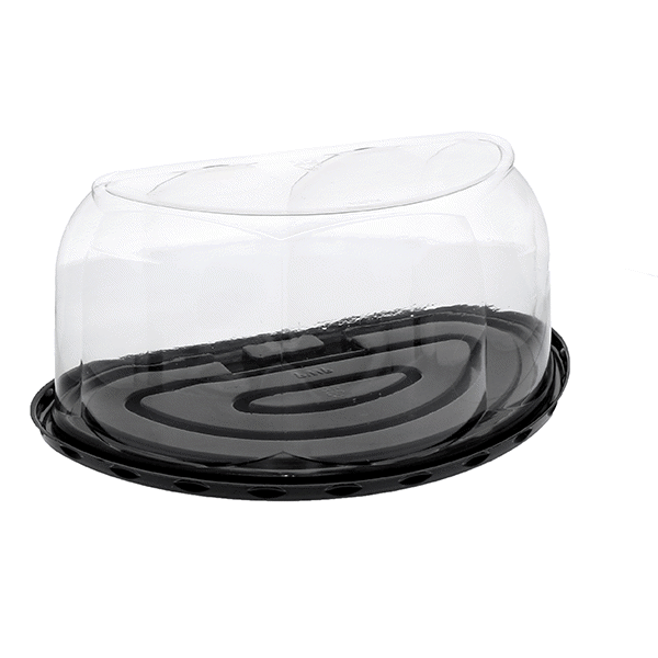 Cake Half Container & Lid Combo 8X8X5.25 IN PET Black Clear 100/Case