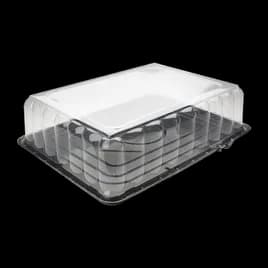 1/2 Sheet Cake Container & Lid Combo With Rosedome Lid 15X20 IN PET Black Clear 30/Case