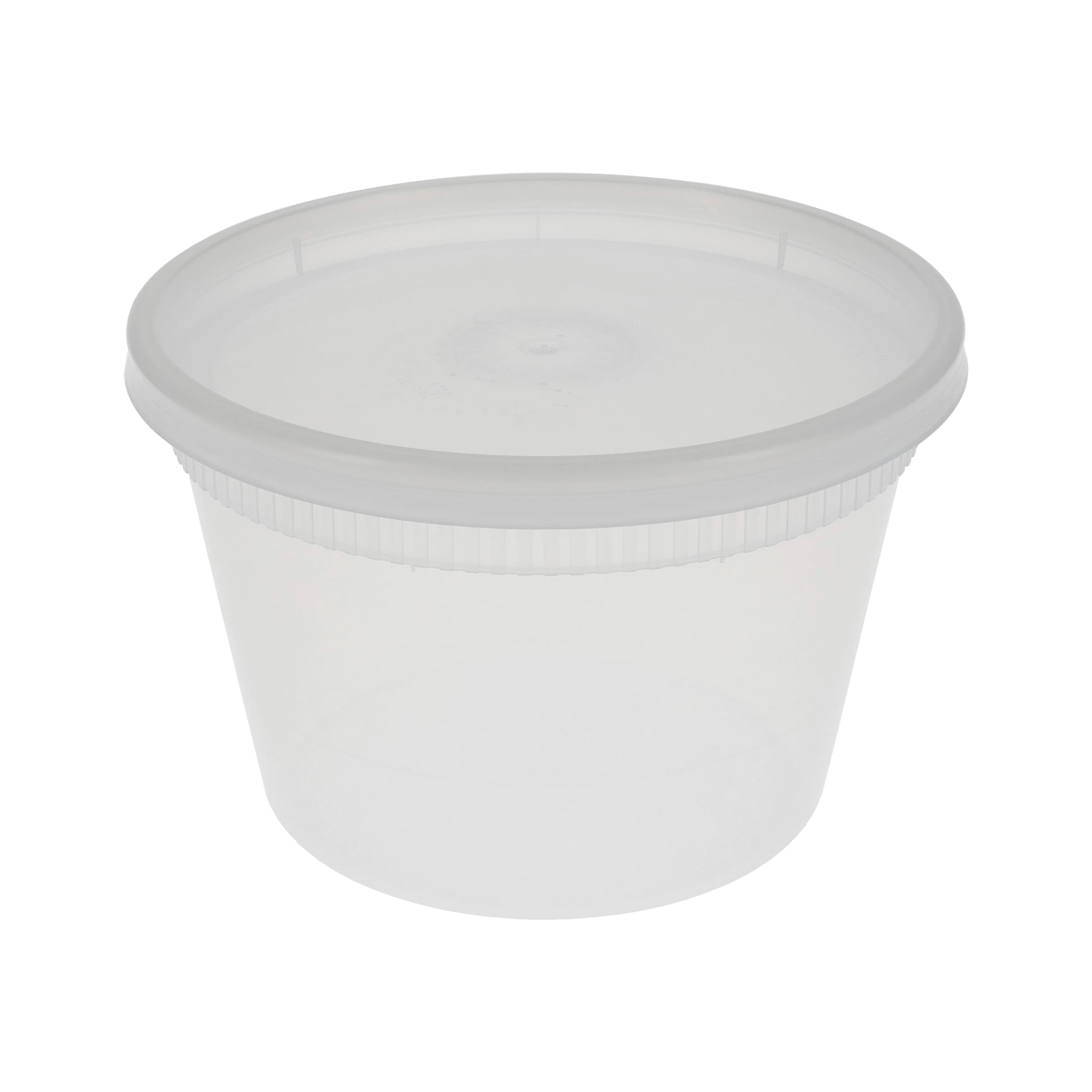 Food Deli Container Base & Lid Combo 16 OZ PP LLDPE Clear Round Microwave Safe 240/Case