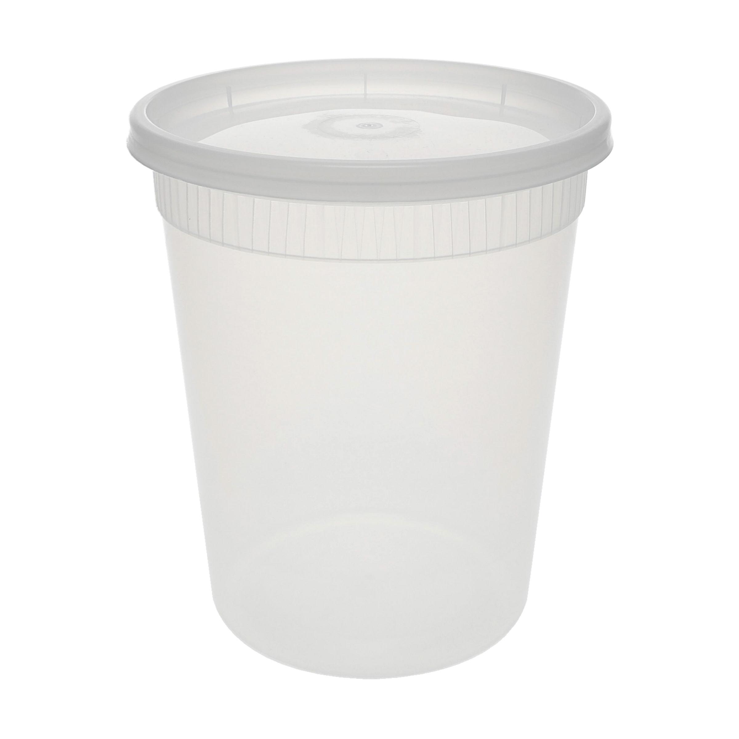 Food Deli Container Base & Lid Combo 32 OZ PP LLDPE Clear Round Heavy Duty 240/Case