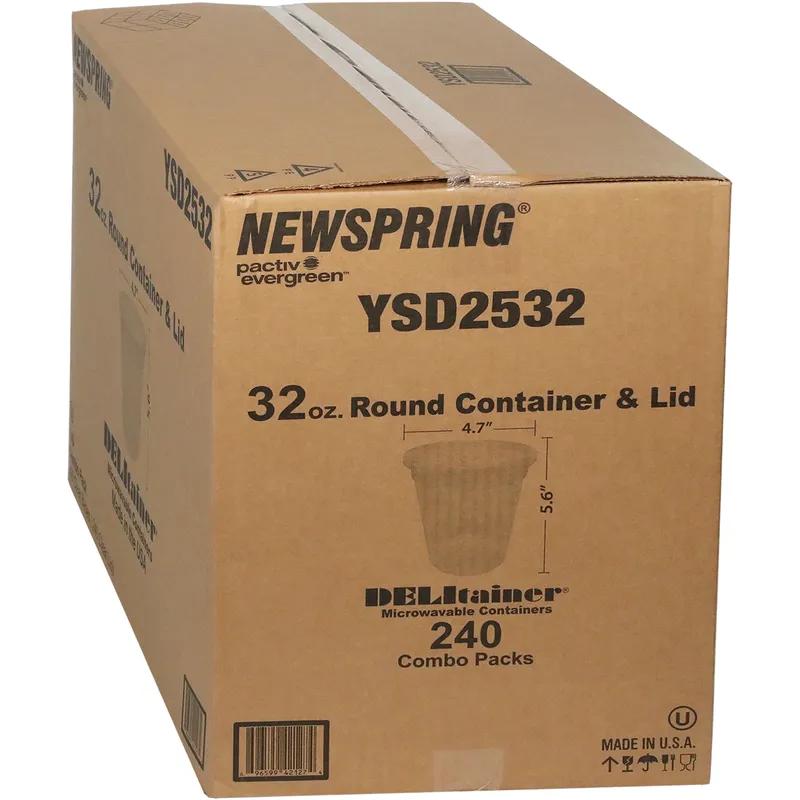 Food Deli Container Base & Lid Combo 32 OZ PP LLDPE Clear Round Heavy Duty 240/Case