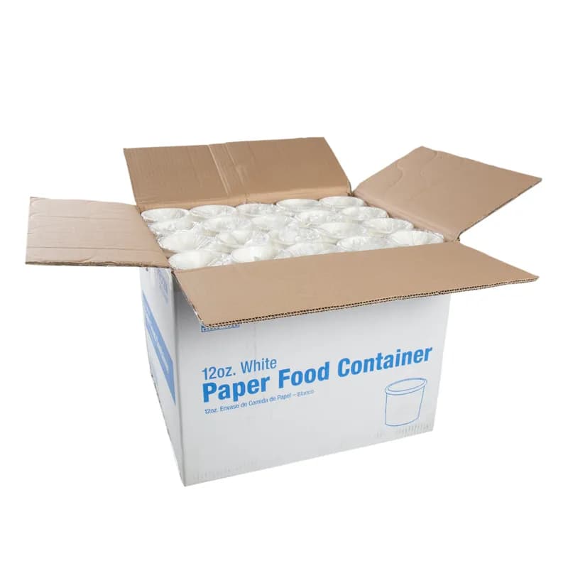 Food Container 12 OZ Paper White Round 500/Case