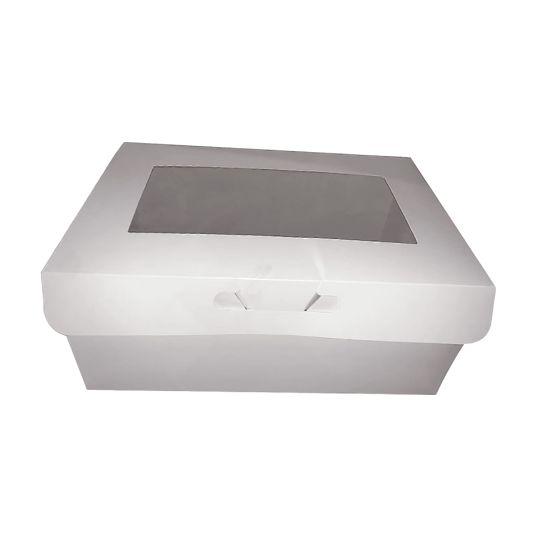 Cake Box 1/4 Size 14X10X6 IN Paperboard White Rectangle With Window 100/Case