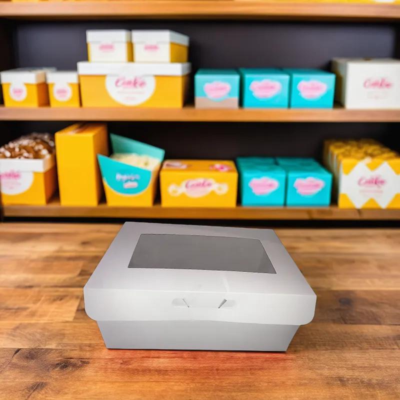 Cake Box 1/4 Size 14X10X6 IN Paperboard White Rectangle With Window 100/Case