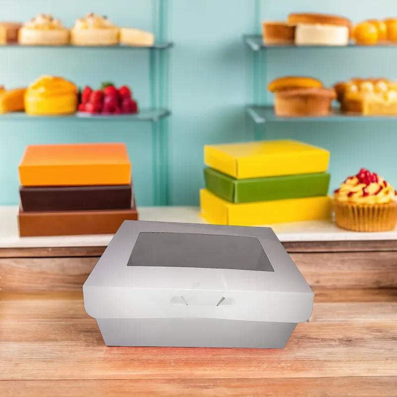 Cake Box 1/4 Size 14X10X6 IN Paperboard White Rectangle With Window 100/Case