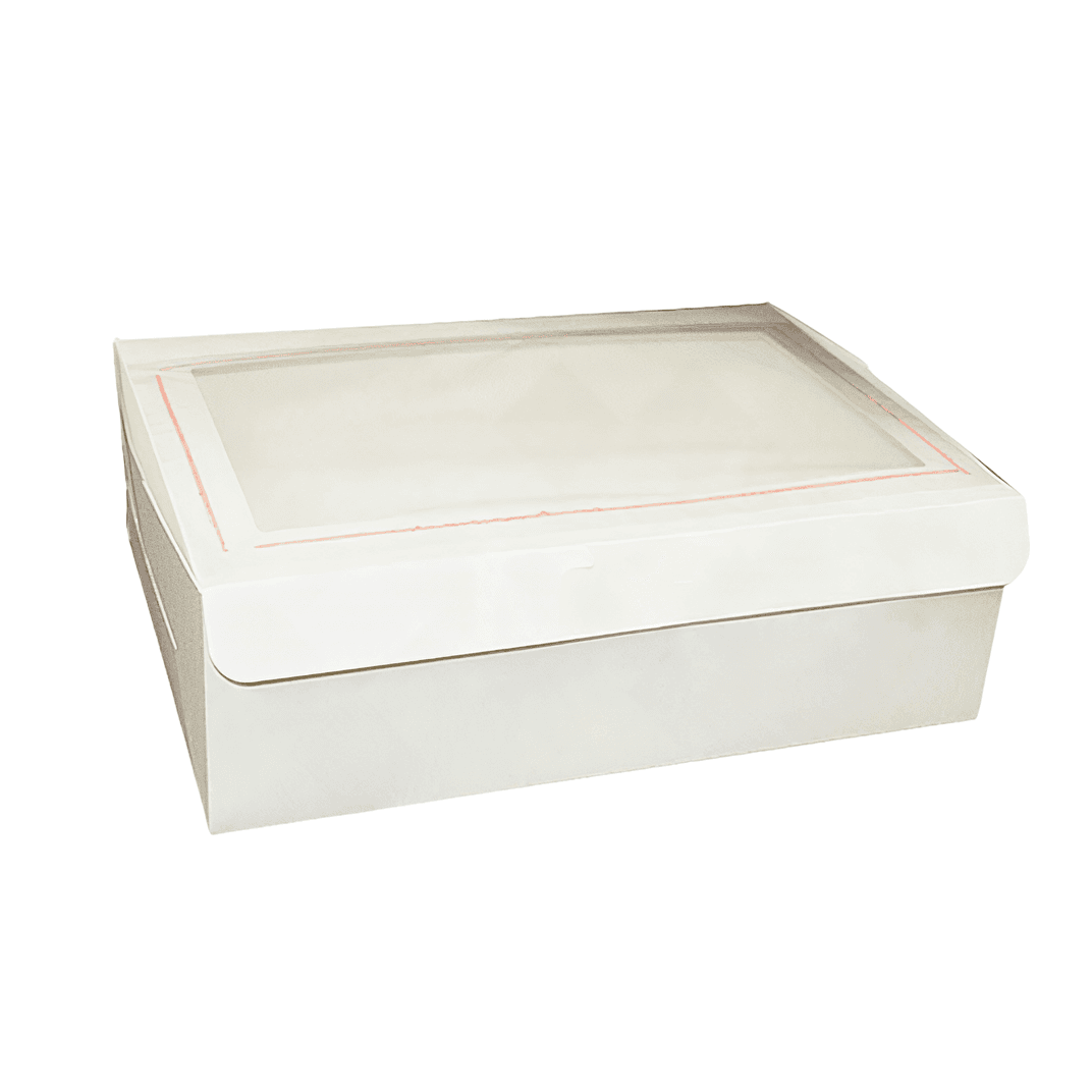 Cake Box 1/2 Size 19X14X6 IN Paperboard White Rectangle With Window 50/Case