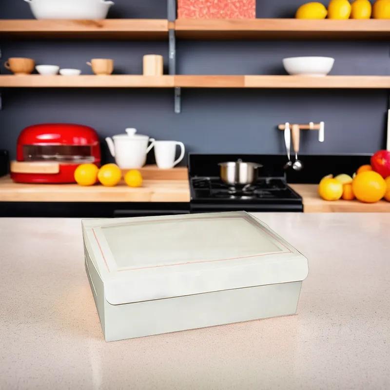 Cake Box 1/2 Size 19X14X6 IN Paperboard White Rectangle With Window 50/Case