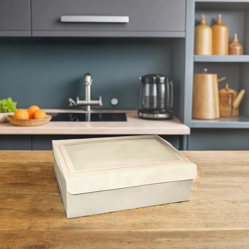 Cake Box 1/2 Size 19X14X6 IN Paperboard White Rectangle With Window 50/Case