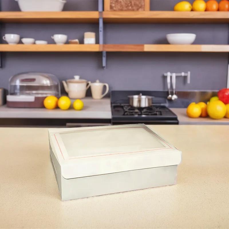 Cake Box 1/2 Size 19X14X6 IN Paperboard White Rectangle With Window 50/Case