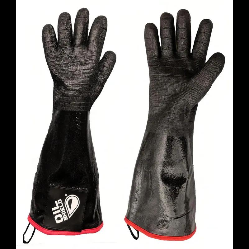 Oil Shield® Gloves Medium (MED) Mens 18 IN Black Neoprene Elbow-Length Antimicrobial Treated Liner Insulated 1/Pair