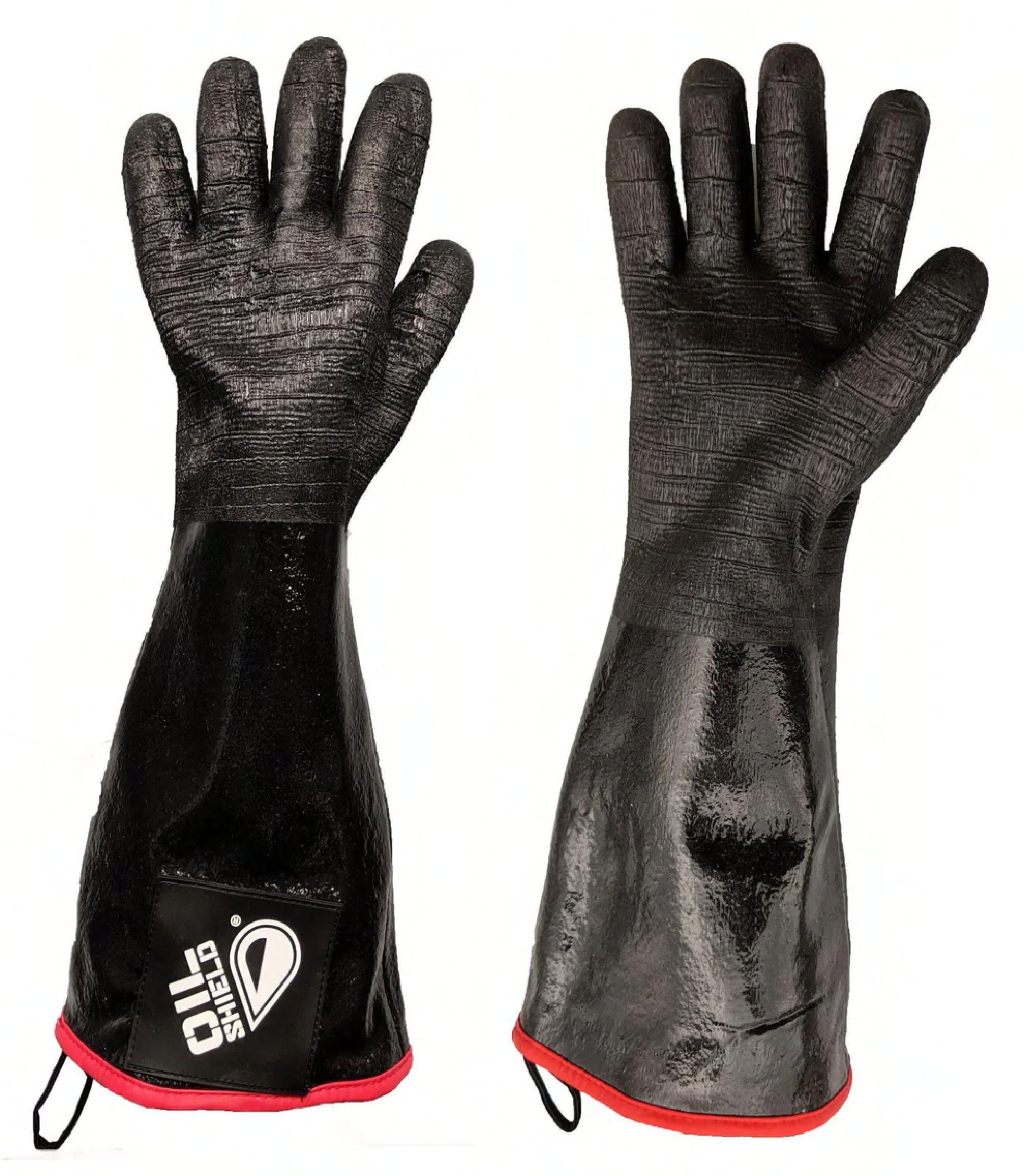 Oil Shield® Gloves Medium (MED) Mens 18 IN Black Neoprene Elbow-Length Antimicrobial Treated Liner Insulated 1/Pair