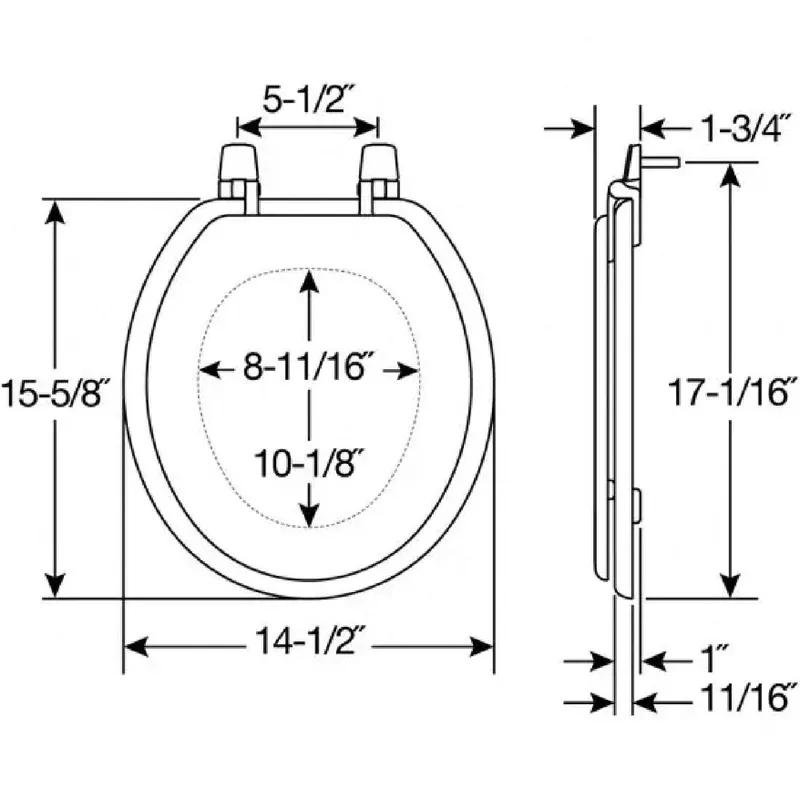Toilet Seat Fits Most Manufacturers’ Round Toilets 16.5X14.5 IN White Round Wood Enamel 1/Each