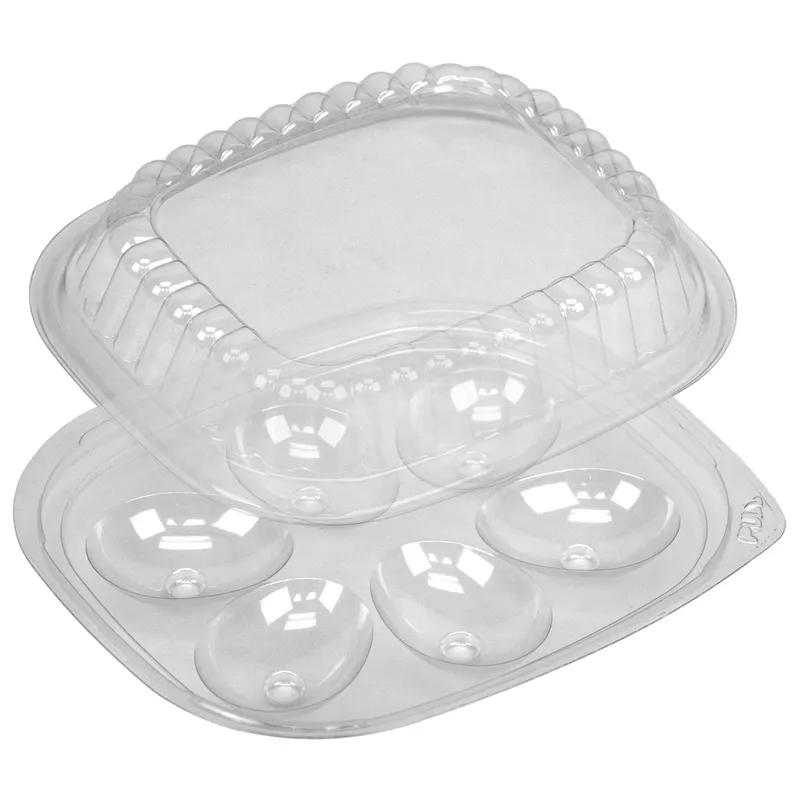 Egg Deli Container Hinged 6 Compartment PET Clear 416/Case