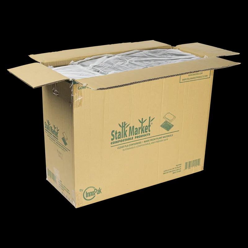 Stalk Market Sushi Take-Out Tray Base & Lid Combo 8.875X5.75X1.75 IN PLA Black Clear 300/Case