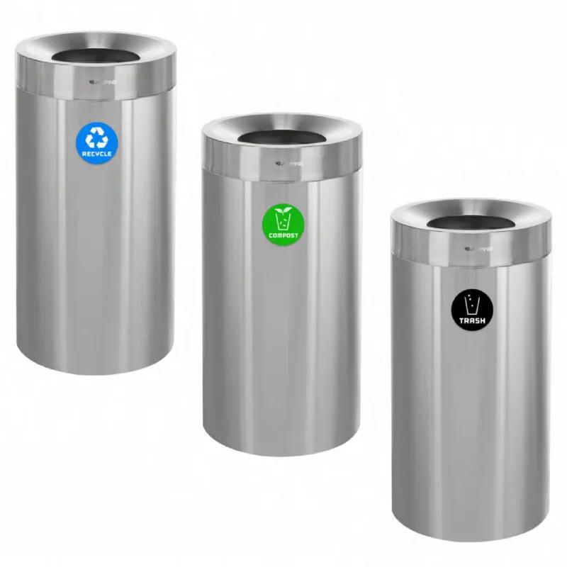 Recycling Station 15.70X15.70X32.20 IN 27 GAL Stainless Steel 2/Pack