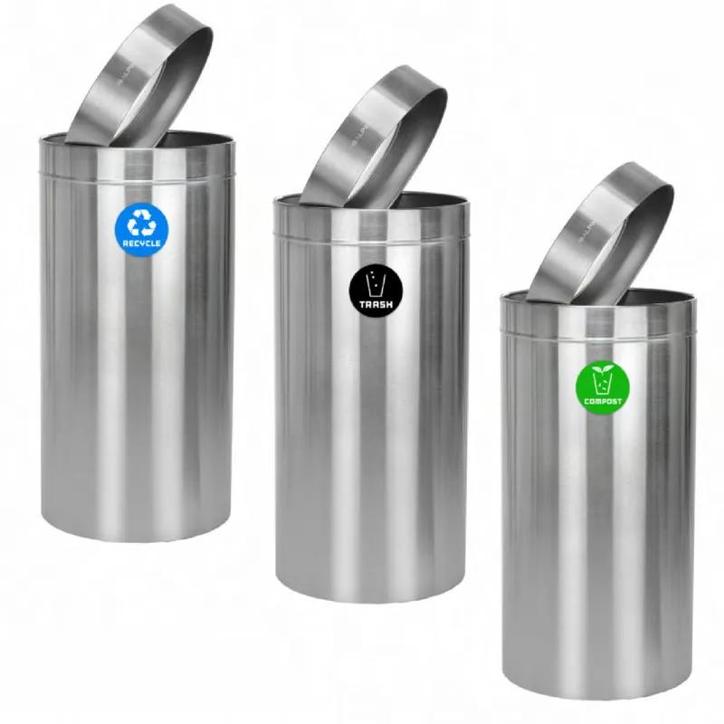 Recycling Station 15.70X15.70X32.20 IN 27 GAL Stainless Steel 2/Pack