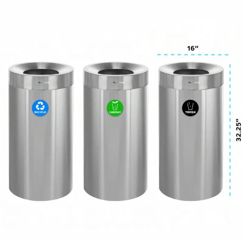 Recycling Station 15.70X15.70X32.20 IN 27 GAL Stainless Steel 2/Pack