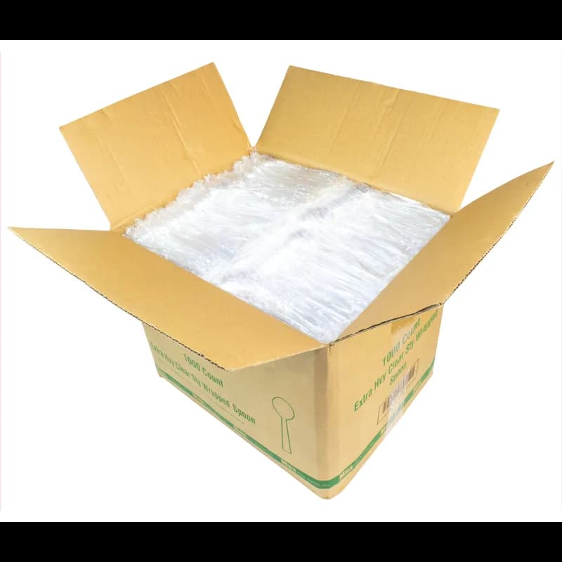 Spoon Plastic Clear Extra Heavy Wrapped 1000/Case