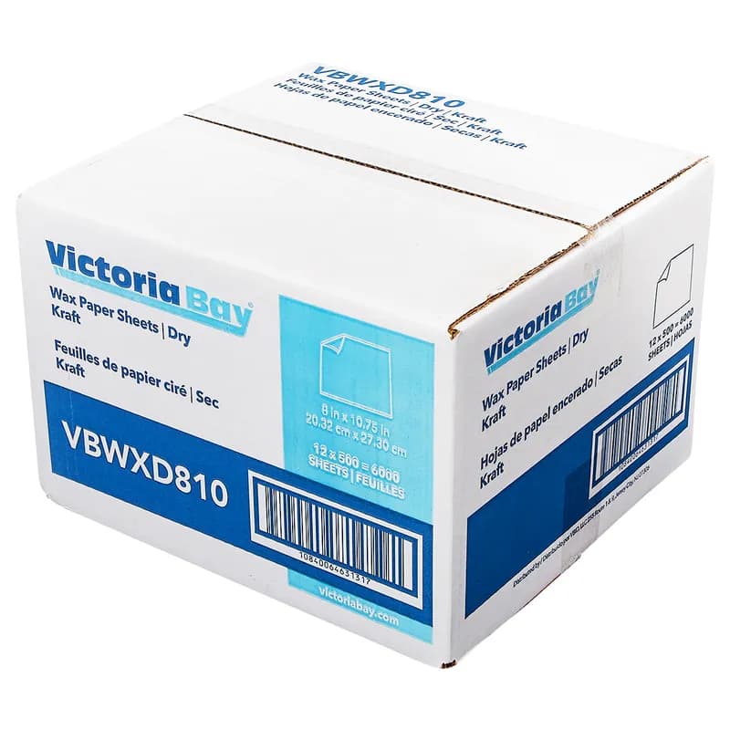 Victoria Bay Wax Paper 10.75X8 IN Kraft Dry 500 Count/Pack 12 Packs/Case 6000 Count/Case