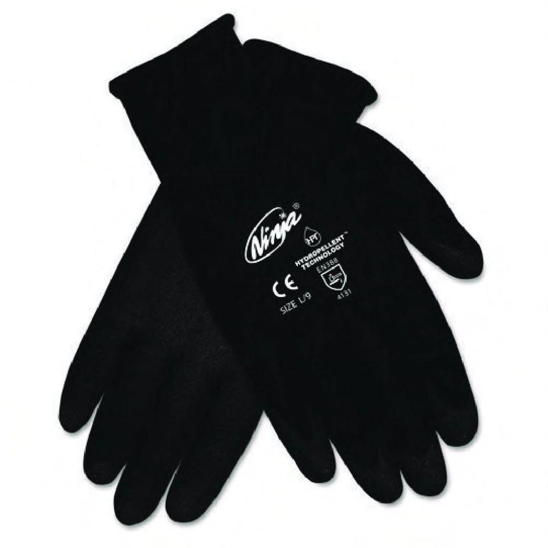 Ninja® Work Gloves Medium (MED) Black Nylon Polyvinyl Chloride (PVC) Foam Palm & Finger Coating Water Resistant 1/Dozen