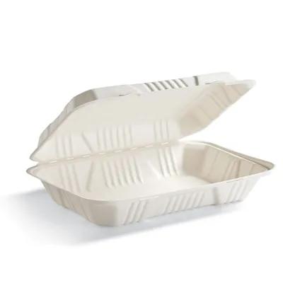 Take-Out Container Hinged With Dome Lid 9X13X3 IN Molded Fiber Rectangle 100/Case