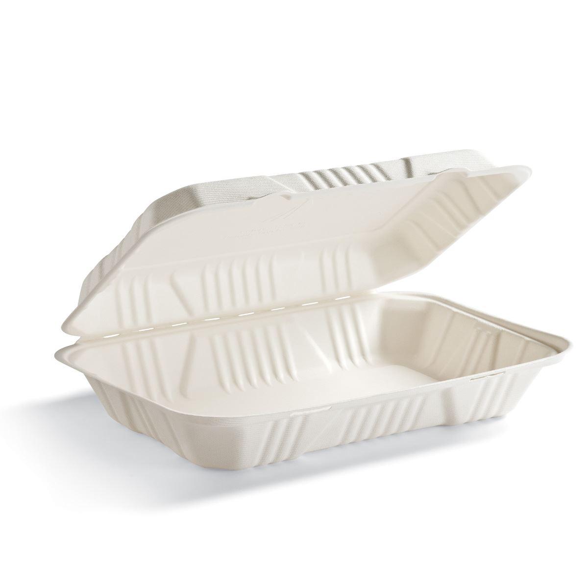 Take-Out Container Hinged With Dome Lid 9X13X3 IN Molded Fiber Rectangle 100/Case