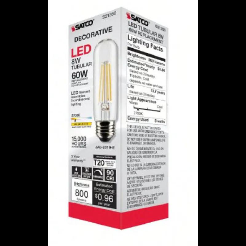 Light Bulb Clear 8 Watt LED Medium Base 2700 K 120V 90 CRI Dimmable 6 Count/Box 24 Count/Case