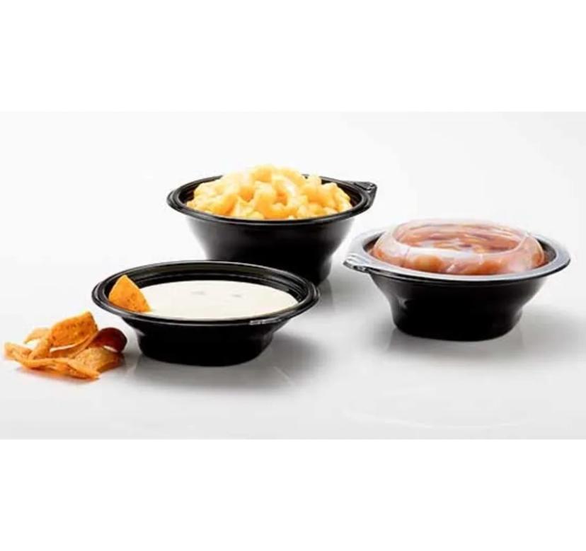 SideKicks® Take-Out Container Base 4.7X1.3X2.7 IN PP Black Round Microwave Safe 750/Case