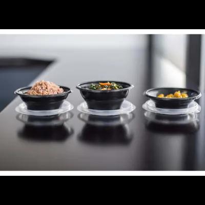 SideKicks® Take-Out Container Base 4.7X1.3X2.7 IN PP Black Round Microwave Safe 750/Case
