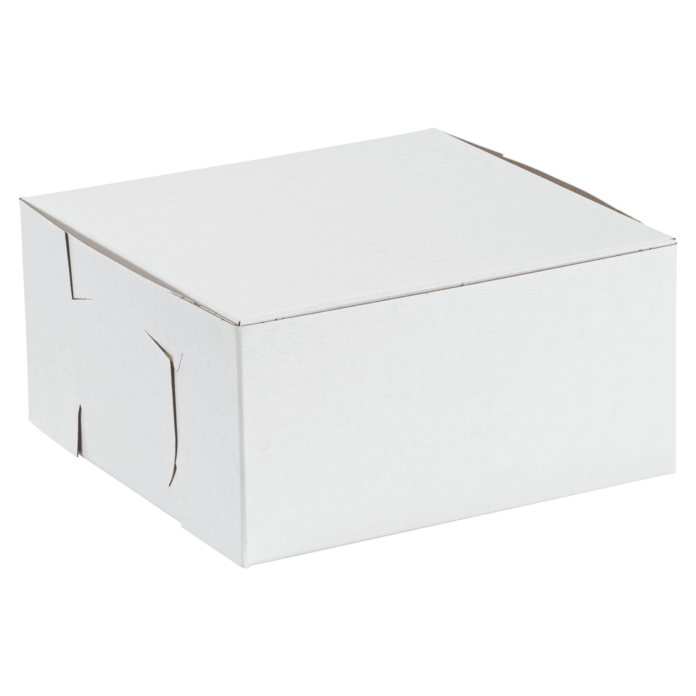 Bakery Box 6X6X3 IN White Brown Lock Corner 1-Piece 250/Bundle