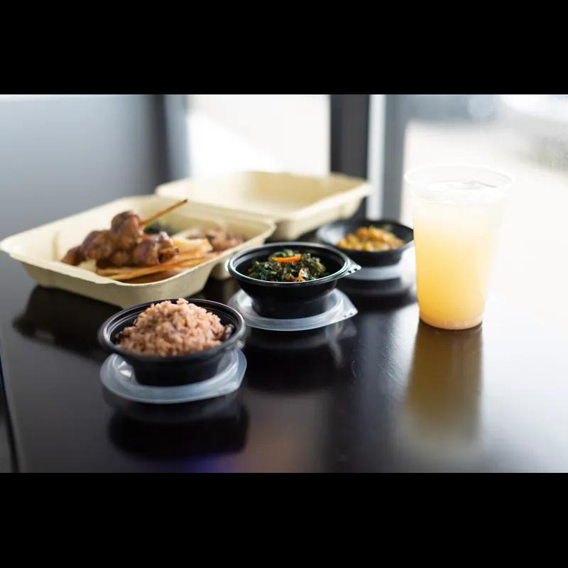 SideKicks® Take-Out Container Base 4.7X1.6X2.7 IN PP Black Round Microwave Safe 750/Case