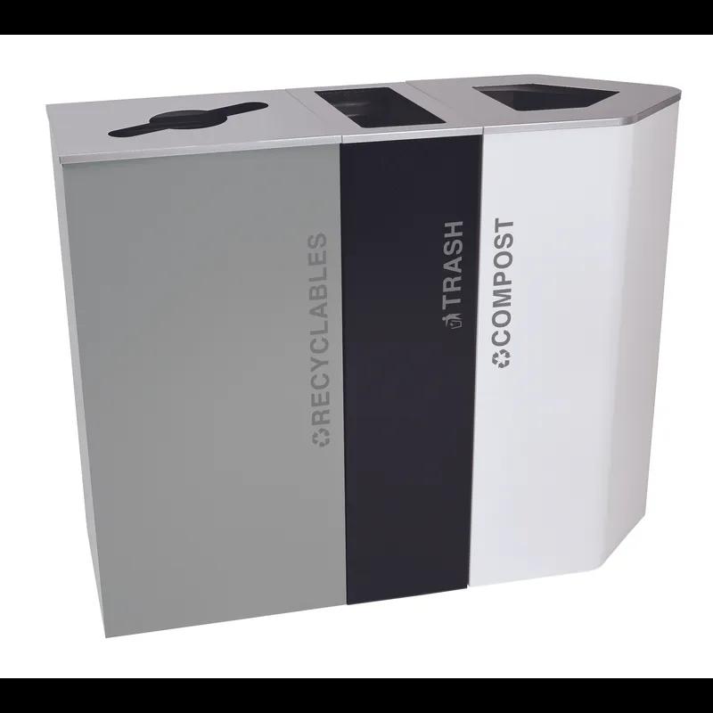 Kaleidoscope Collection™ Black Tie Series Mixed Recycling Bin 36 GAL Gray Square With Open Lid Indoor 1/Each