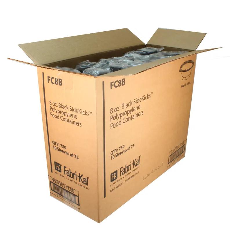 SideKicks® Take-Out Container Base 4.7X2X2.7 IN PP Black Round Microwave Safe 750/Case